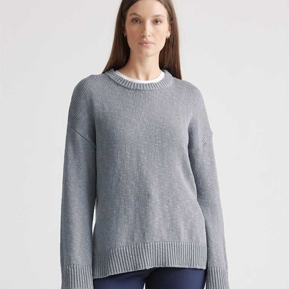 Quince Cotton Linen Oversized Crew Sweater